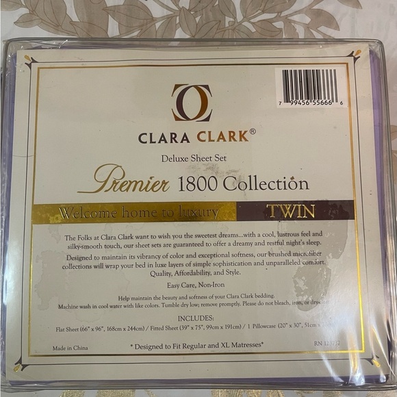 Clara Clark Deluxe Sheet Set Premier 1800 Collection Twin Lilac Microfiber - Picture 3 of 3
